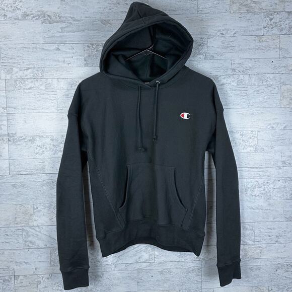 Champion reverse weave black plain pullover athletic hoodie - Picture 1 of 4